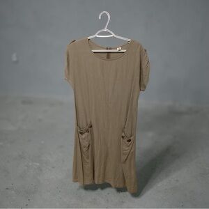 Elegant Tan Women's Tunic with Button Accents